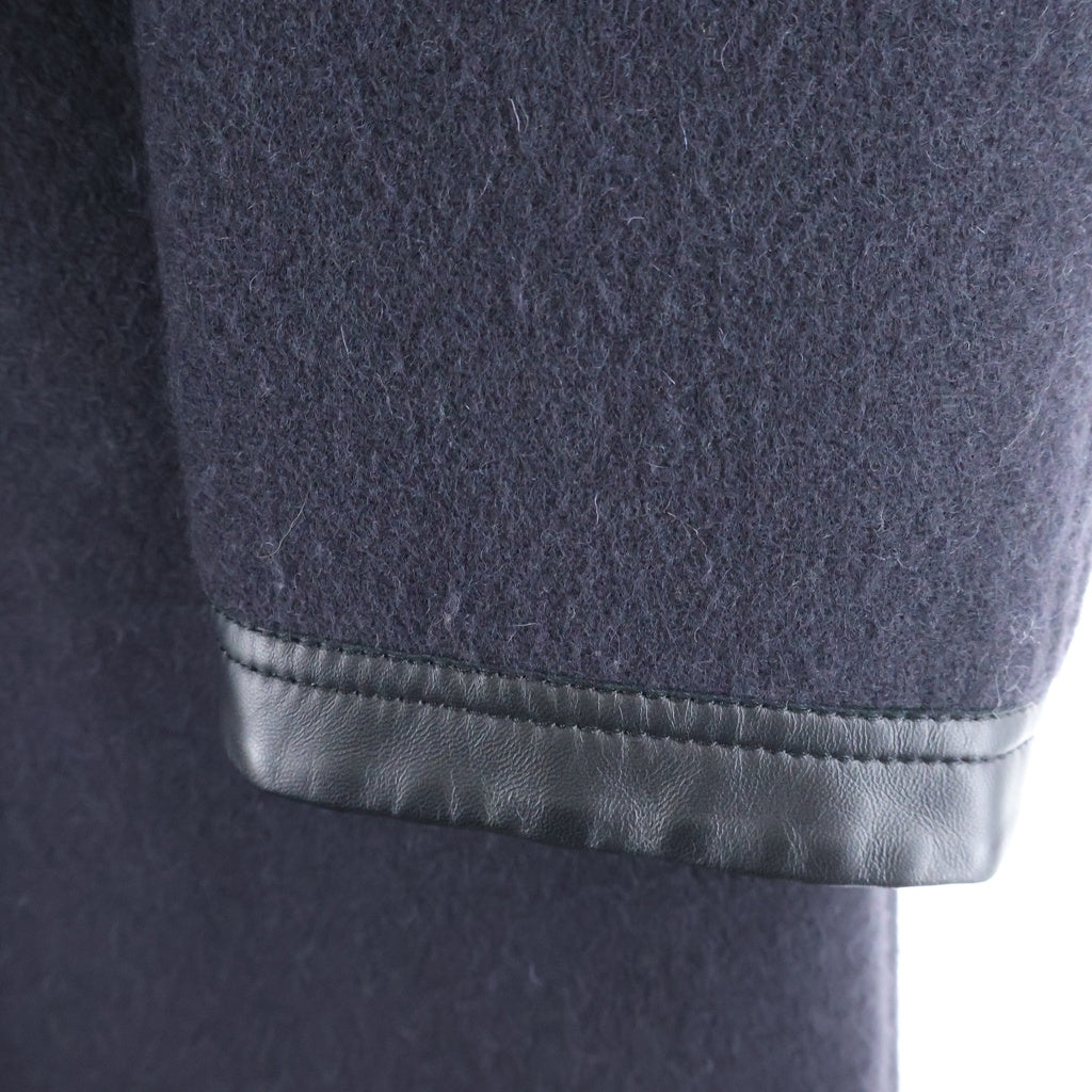 PRADA(プラダ) 23AW フロントボタン ウール×レザー マキシコート ロングコート アウター #48 ネイビー SGC374 S232