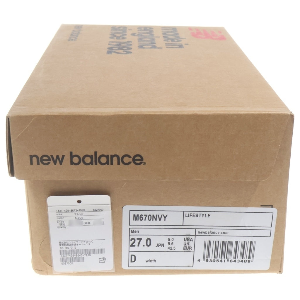 New Balance(ニューバランス) M670NVY オールレザー ローカットスニーカー ネイビー US9/27cm