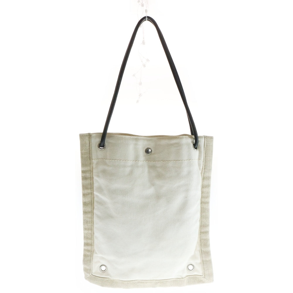 SAINT LAURENT PARIS(サンローランパリ) フラット クロスボディバッグ ハンドバッグ サコッシュ ベージュ×ホワイト レザー×キャンバス 710272 レディース