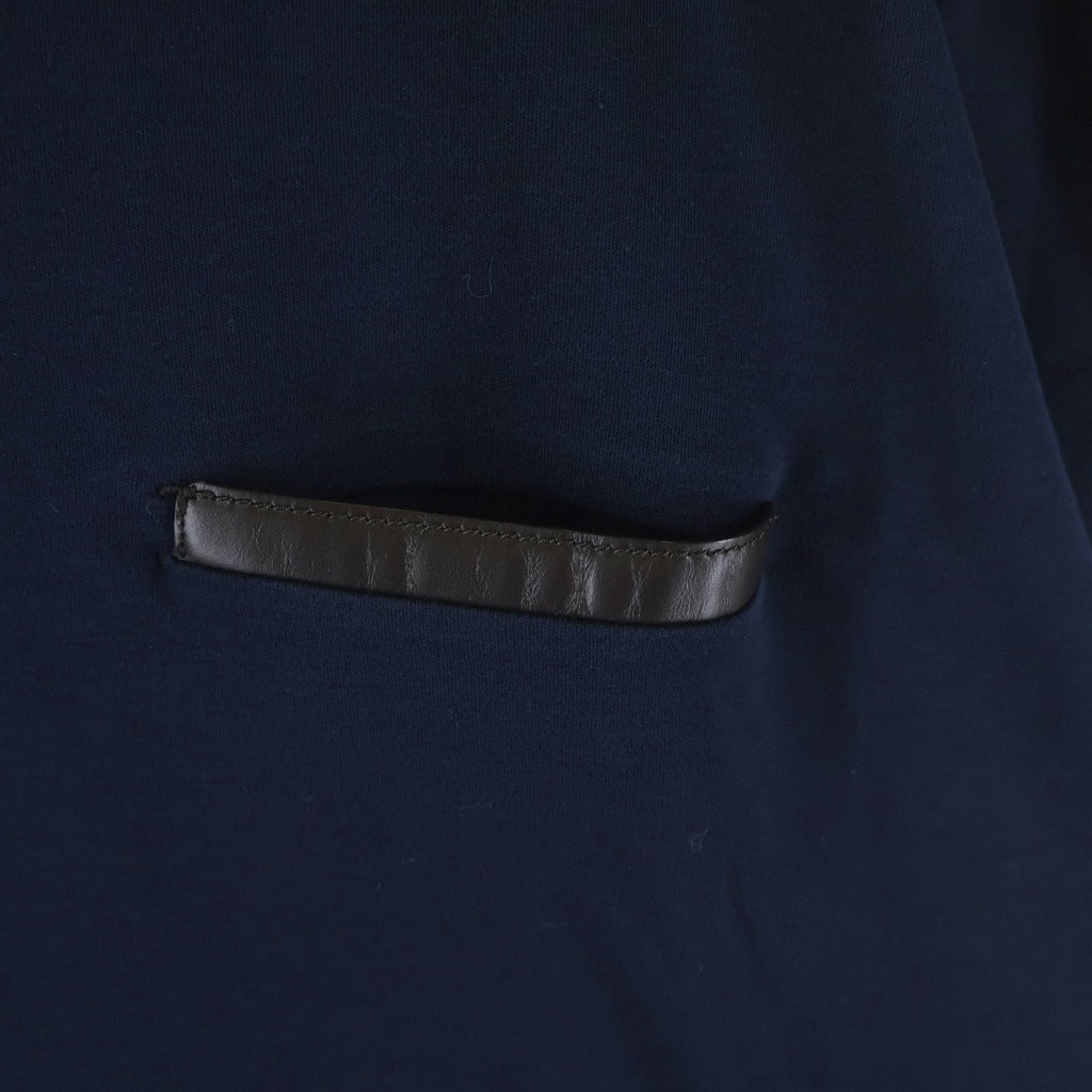 Berluti(ベルルッティ) 胸ポケットレザー切替 クルーネック 半袖Tシャツ ネイビー R28JRS155JAEK