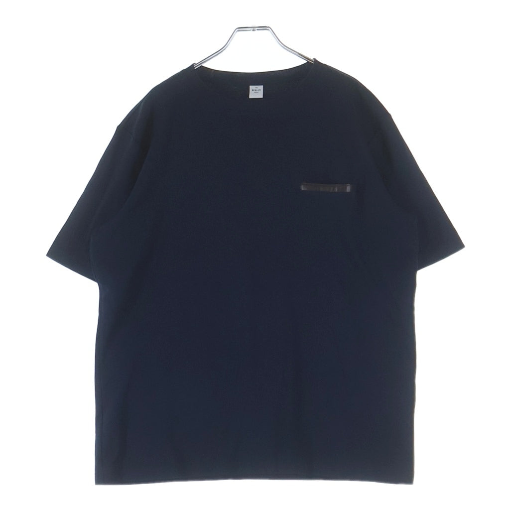 Berluti(ベルルッティ) 胸ポケットレザー切替 クルーネック 半袖Tシャツ ネイビー R28JRS155JAEK