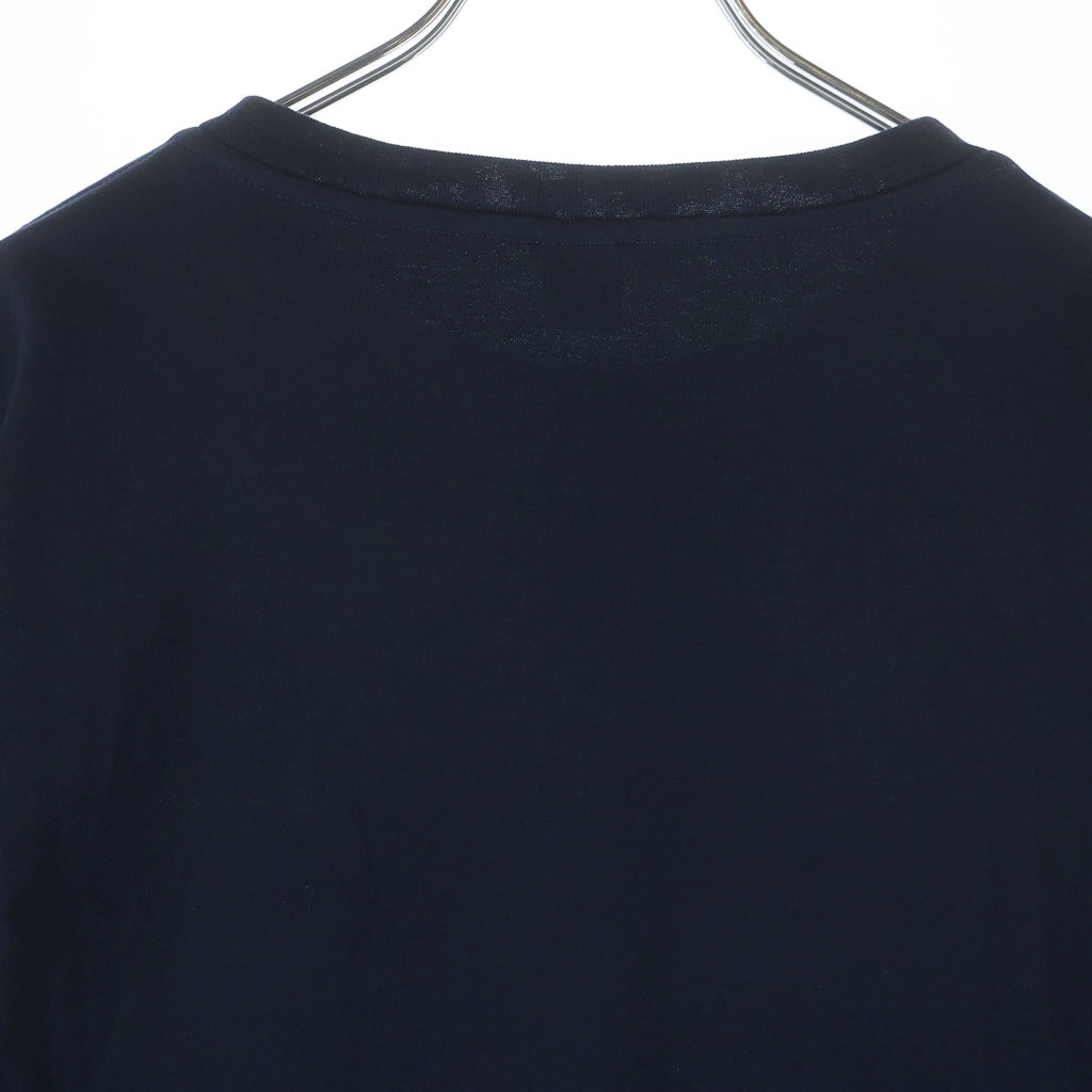 Berluti(ベルルッティ) 胸ポケットレザー切替 クルーネック 半袖Tシャツ ネイビー R28JRS155JAEK