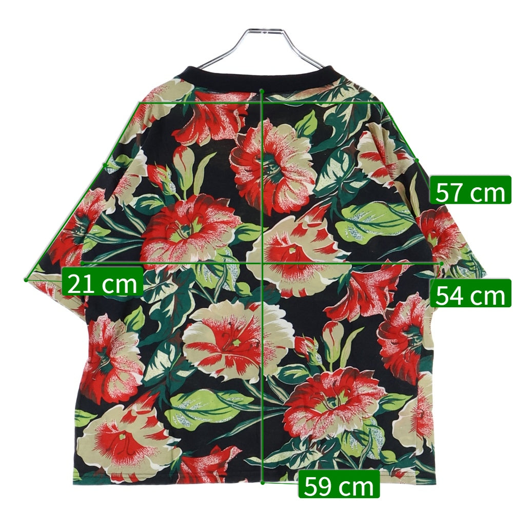 VINTAGE(ヴィンテージ) 00s クルーネック花柄半袖Tシャツカットソー ブラック