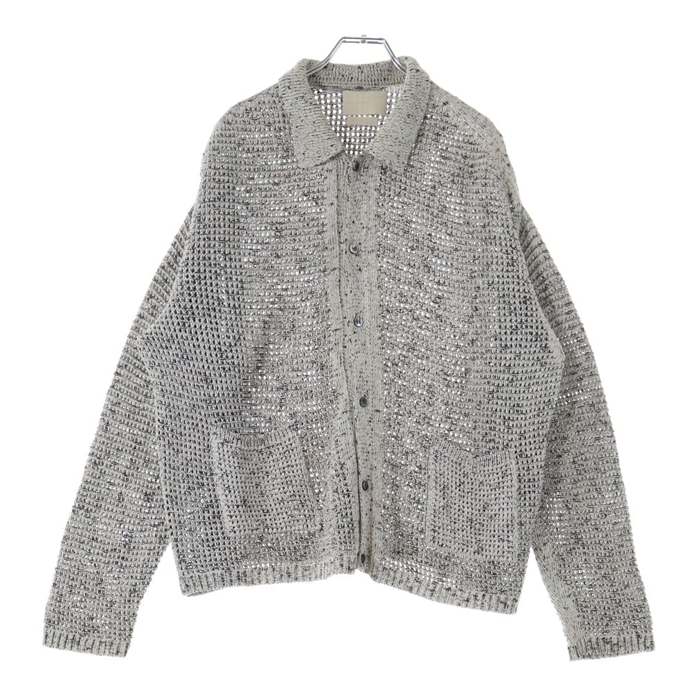 YOKE(ヨーク) 24SS MESH KNITTED BUTTONED CARDIGAN メッシュニットカーディガン グレー YK24SS0676S
