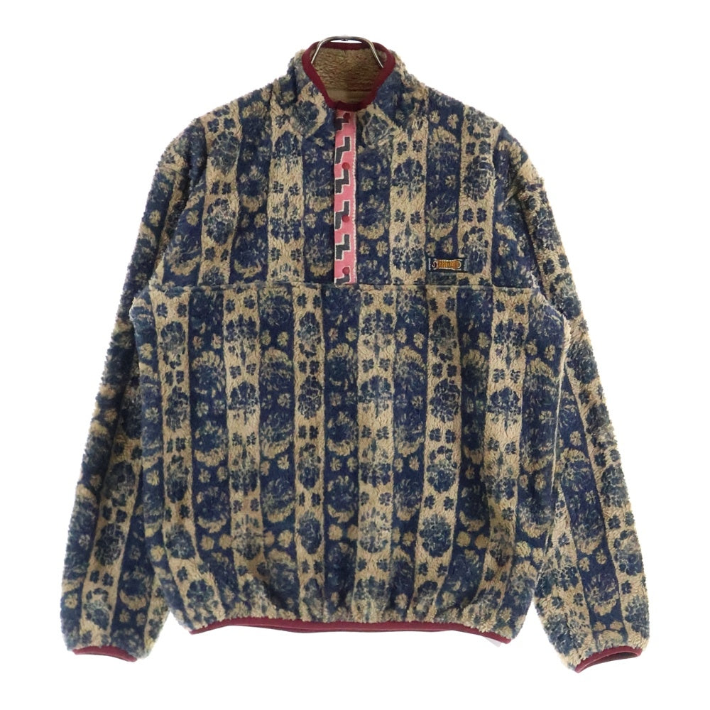 KAPITAL(キャピタル) JAVA-YABANE柄 ハーフボタン フリースクルーネック マルチカラー K2011LC106