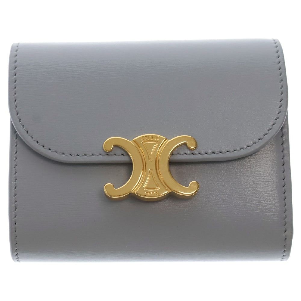 CELINE(セリーヌ) トリオンフ スモールウォレット 三つ折り財布 ブルー カーフレザー 財布
