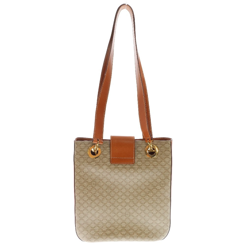 CELINE(セリーヌ) マカダム トートバッグ ベージュ PVC×レザー ハンドバッグ 肩掛けバッグ ゴールド金具