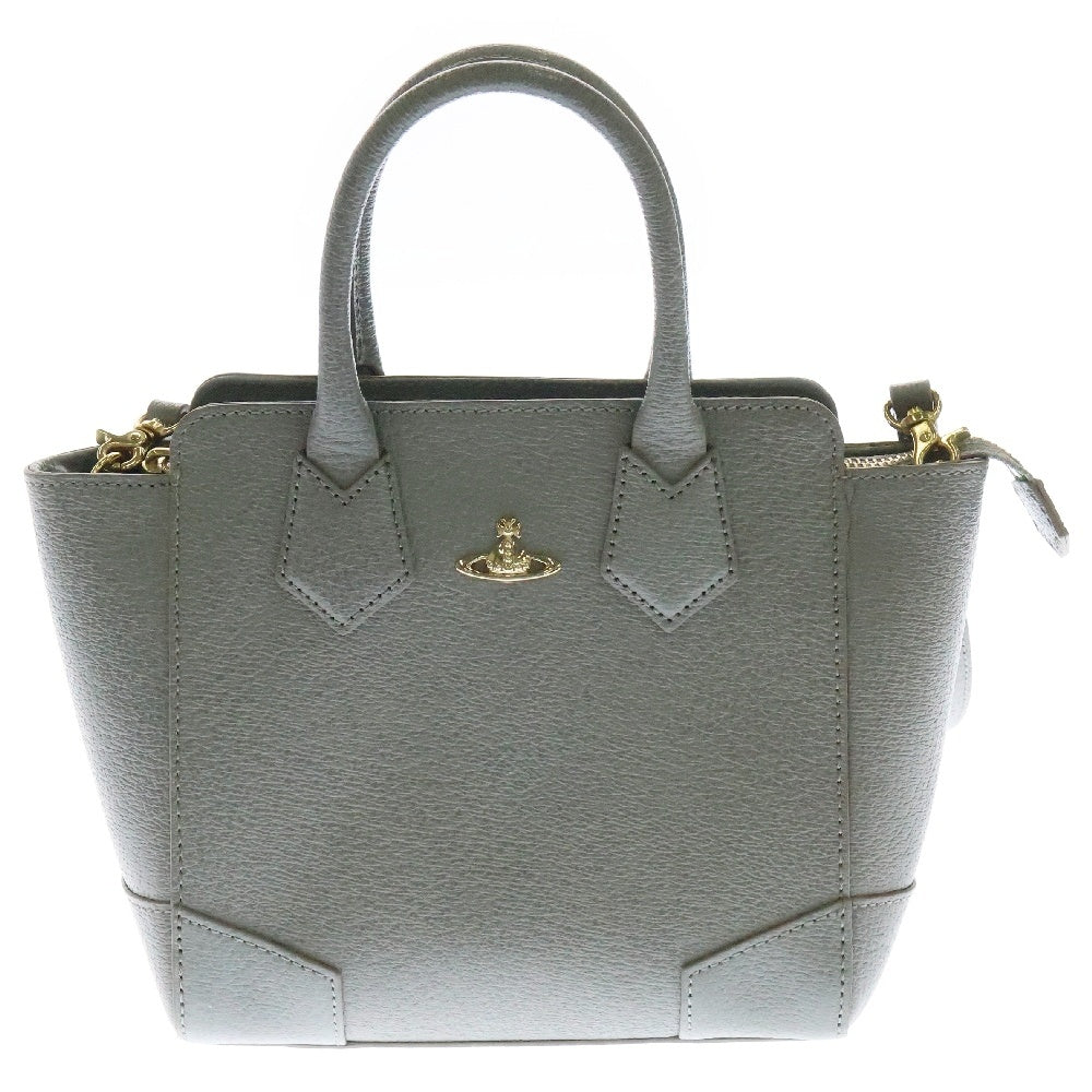 Vivienne Westwood(ヴィヴィアンウエストウッド) オーブ 2wayショルダーバッグ グレー レザー ハンドバッグ