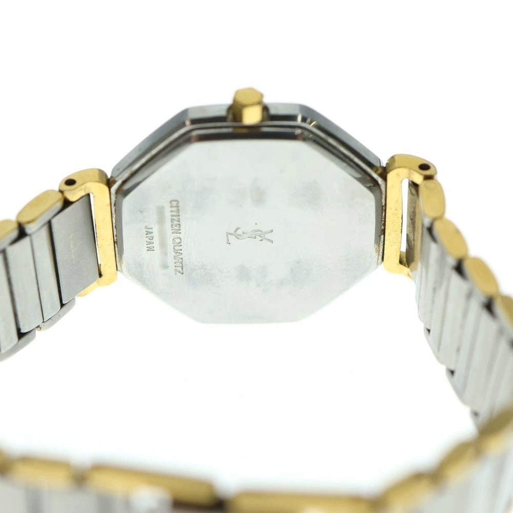 YVES SAINT LAURENT(イヴサンローラン) オクタゴン レディースウォッチ 黒文字盤 ステンレスウォッチ 腕時計 シルバー/ゴールド SS/QZ 2200-222377