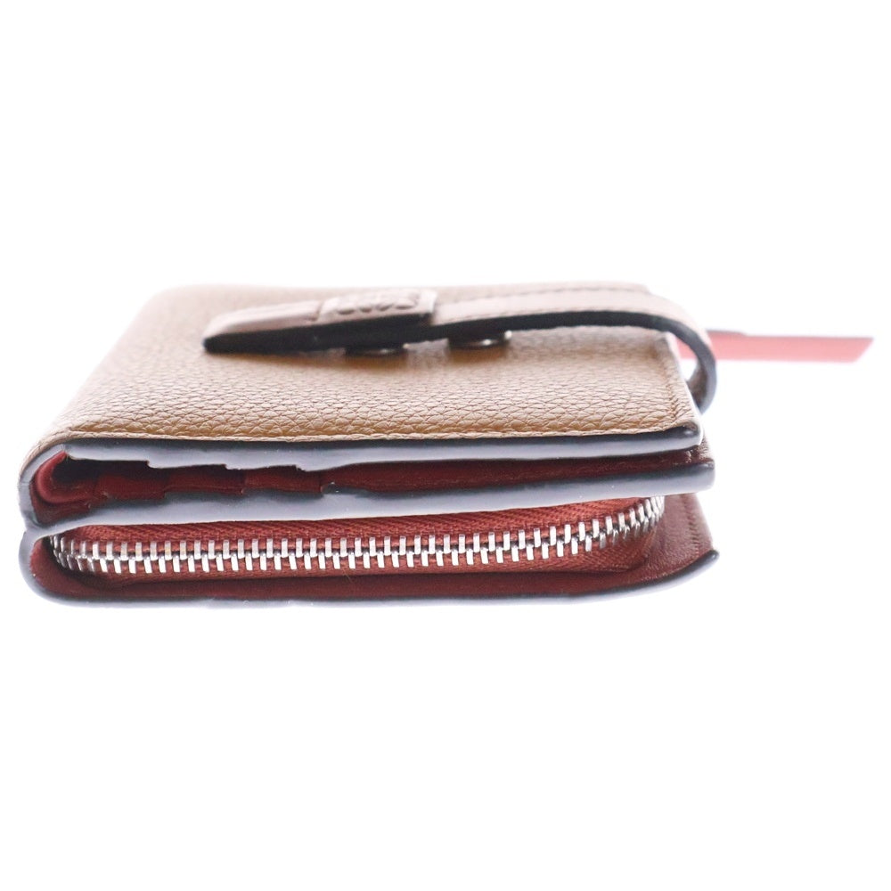 LOEWE(ロエベ) アナグラム 二つ折り財布 コンパクトウォレット シルバー金具 ブラウン レザー