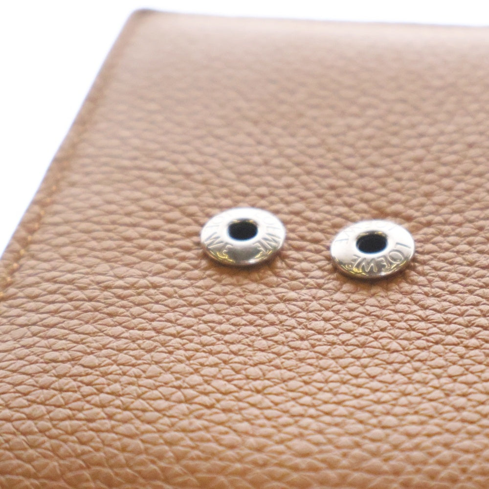 LOEWE(ロエベ) アナグラム 二つ折り財布 コンパクトウォレット シルバー金具 ブラウン レザー