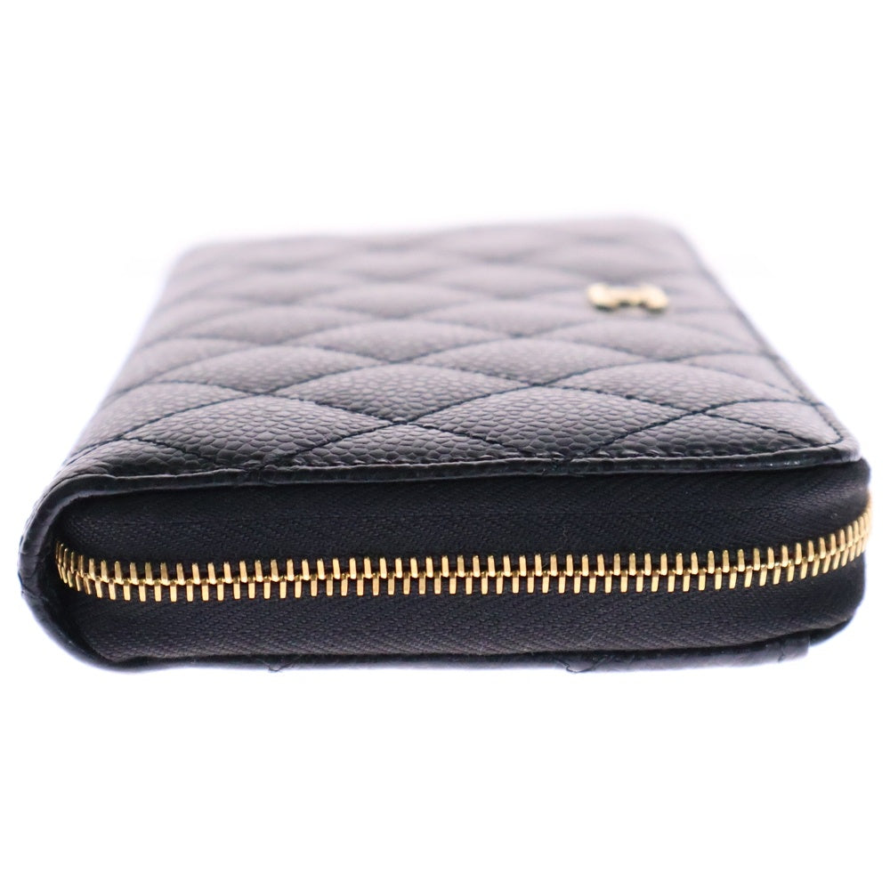 CHANEL(シャネル) マトラッセ クラシック ラウンドジップ キャビアスキン ロングウォレット 長財布 ブラック ゴールド金具 A50097