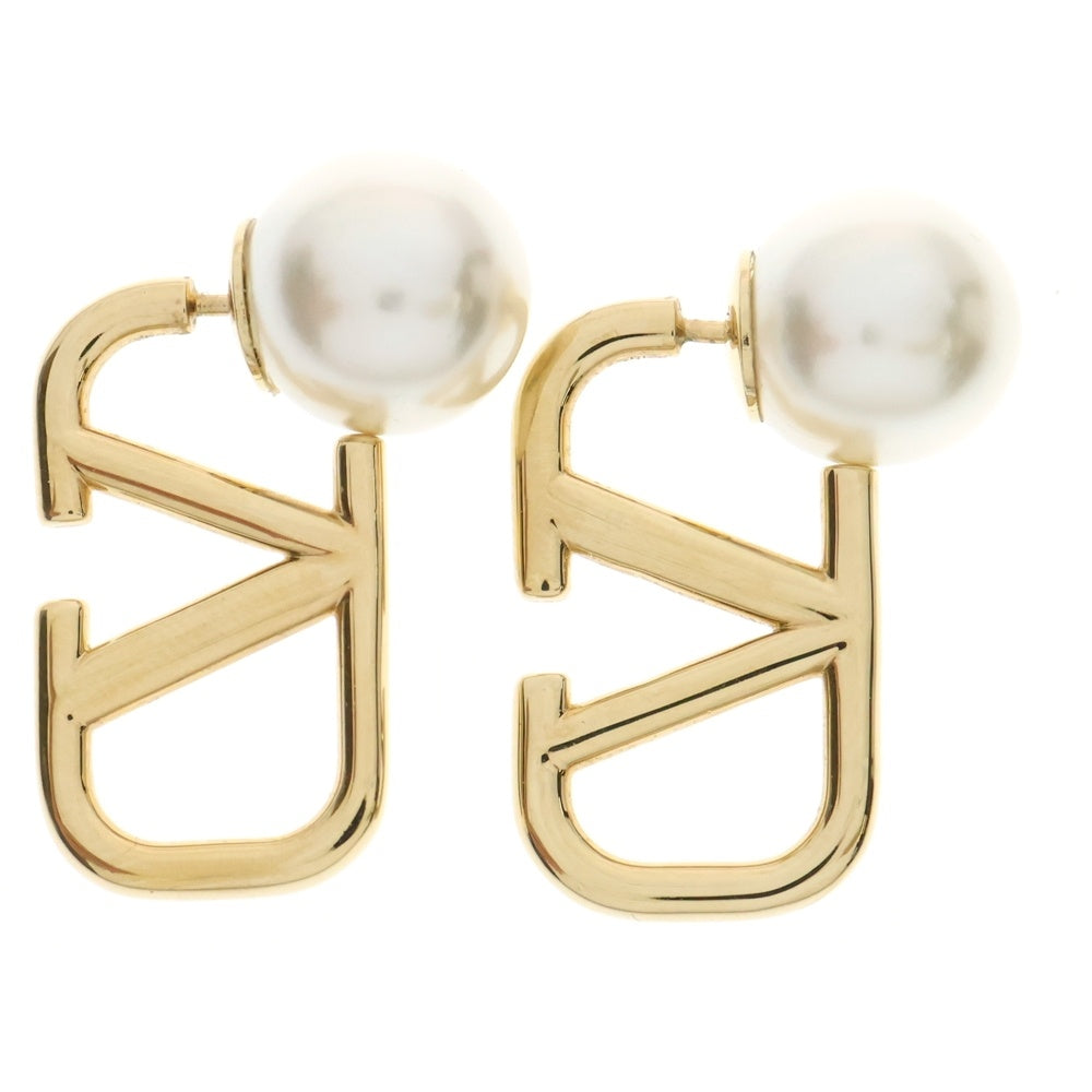 VALENTINO(ヴァレンティノ) Vロゴ フェイクパール ピアス ゴールド GP アクセサリー