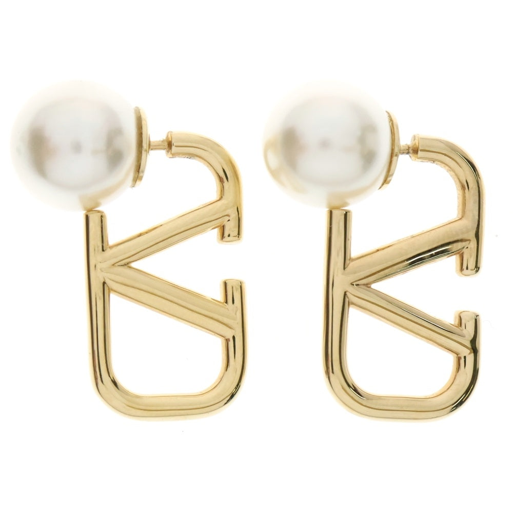 VALENTINO(ヴァレンティノ) Vロゴ フェイクパール ピアス ゴールド GP アクセサリー