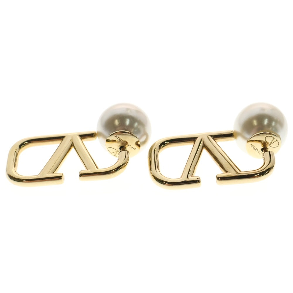VALENTINO(ヴァレンティノ) Vロゴ フェイクパール ピアス ゴールド GP アクセサリー