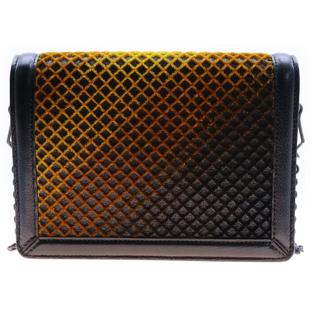 BOTTEGA VENETA(ボッテガヴェネタ) グラデーション ベロア レザー チェーン ショルダーバッグ ブラック/イエロー