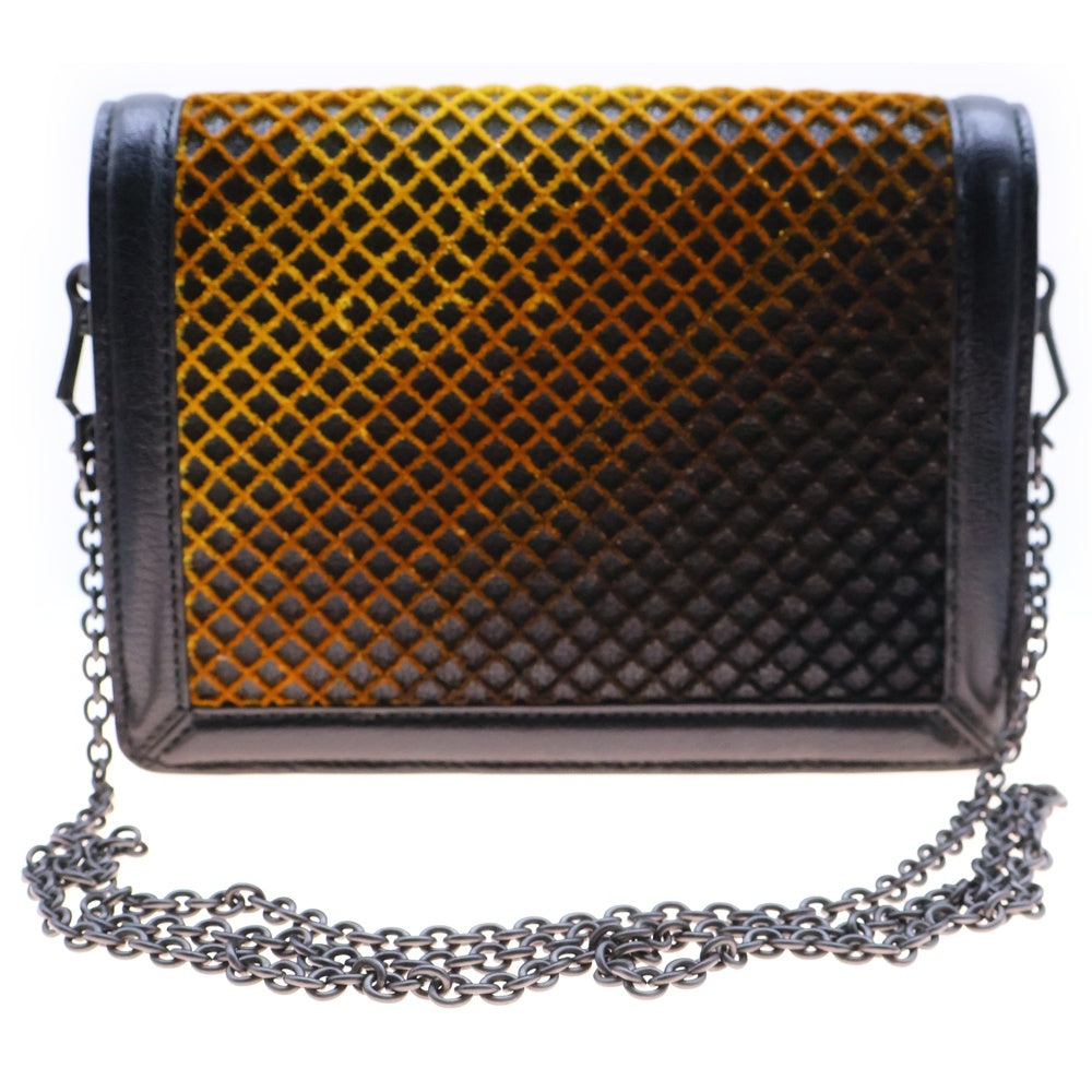 BOTTEGA VENETA(ボッテガヴェネタ) グラデーション ベロア レザー チェーン ショルダーバッグ ブラック/イエロー