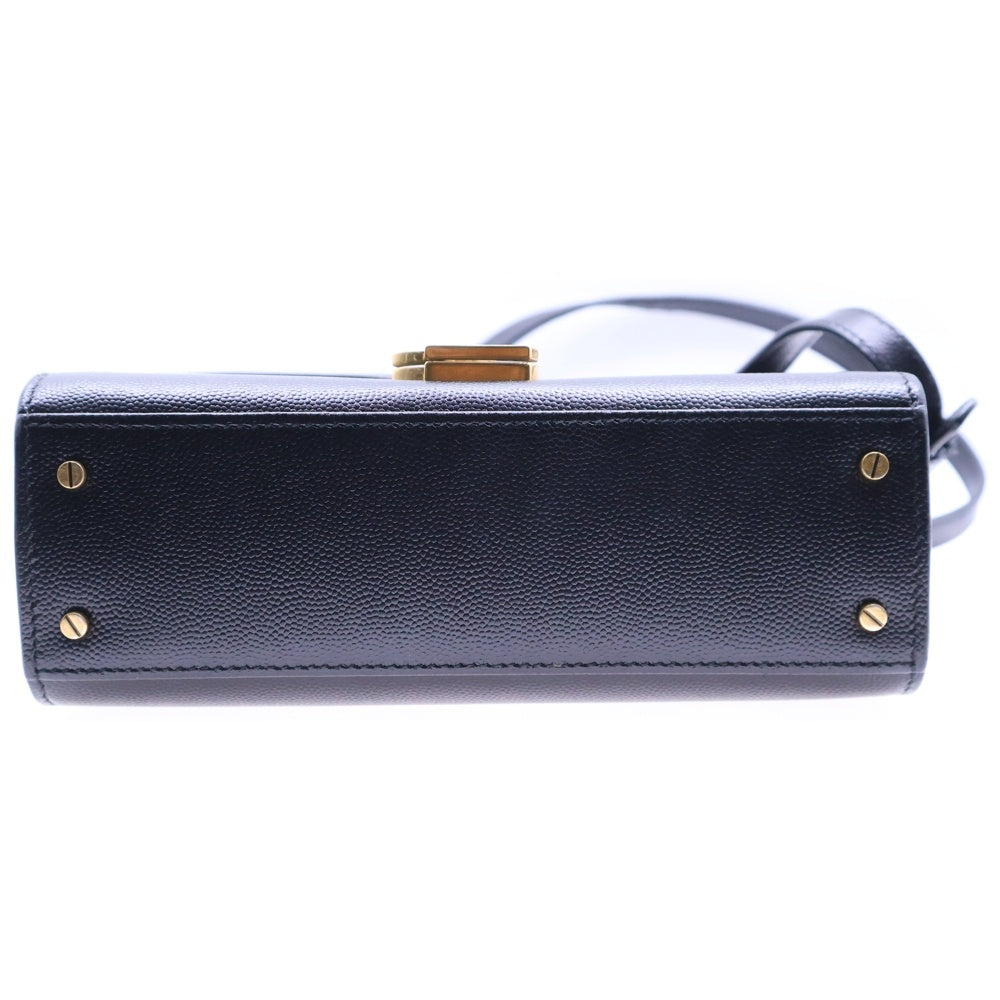 SAINT LAURENT PARIS(サンローランパリ) カサンドラ トップハンドル ミニ レザー2WAYハンドバッグ ショルダーバッグ ブラック 623930