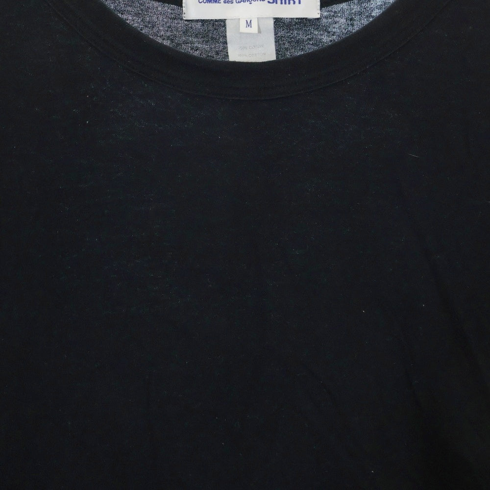 COMME des GARCONS SHIRT(コムデギャルソンシャツ) ギンガムチェック シャツスリーブ 切り替え クルーネック ロングスリーブ 長袖Tシャツ カットソー ブラック W21124