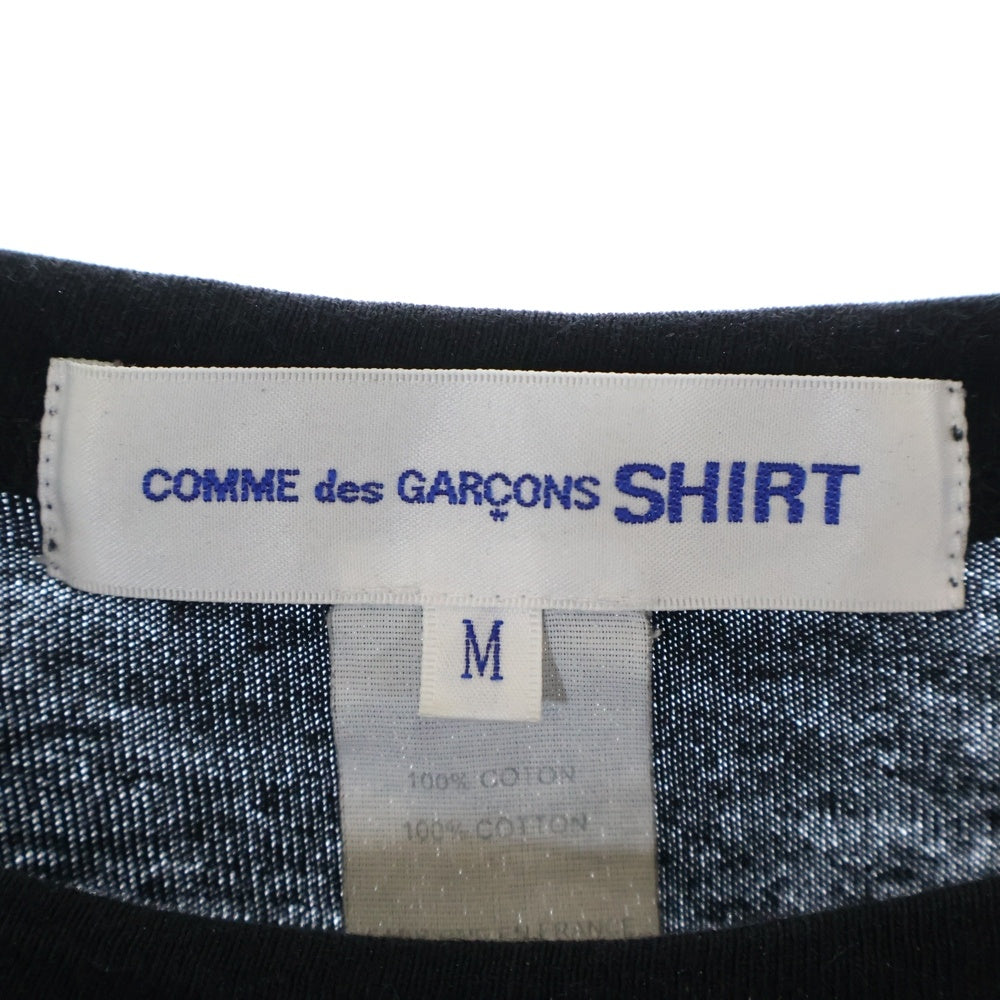 COMME des GARCONS SHIRT(コムデギャルソンシャツ) ギンガムチェック シャツスリーブ 切り替え クルーネック ロングスリーブ 長袖Tシャツ カットソー ブラック W21124
