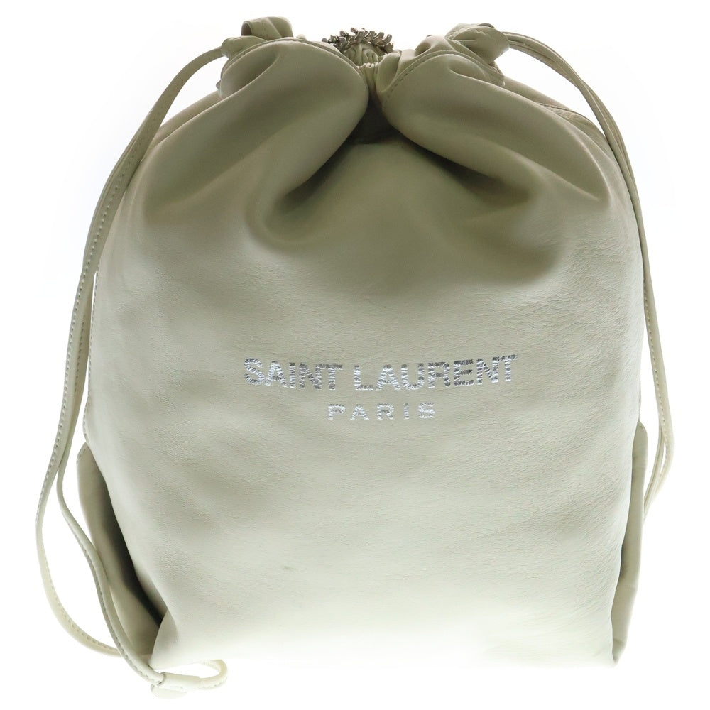 SAINT LAURENT PARIS(サンローランパリ) テディ チェーンショルダーバッグ 巾着バッグ ホワイト シルバー金具 レザー 538447