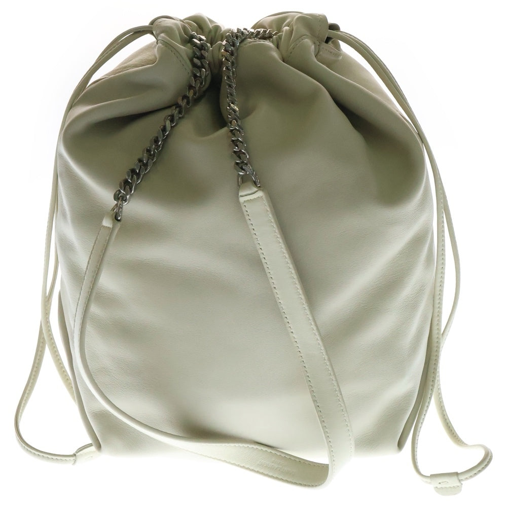 SAINT LAURENT PARIS(サンローランパリ) テディ チェーンショルダーバッグ 巾着バッグ ホワイト シルバー金具 レザー 538447