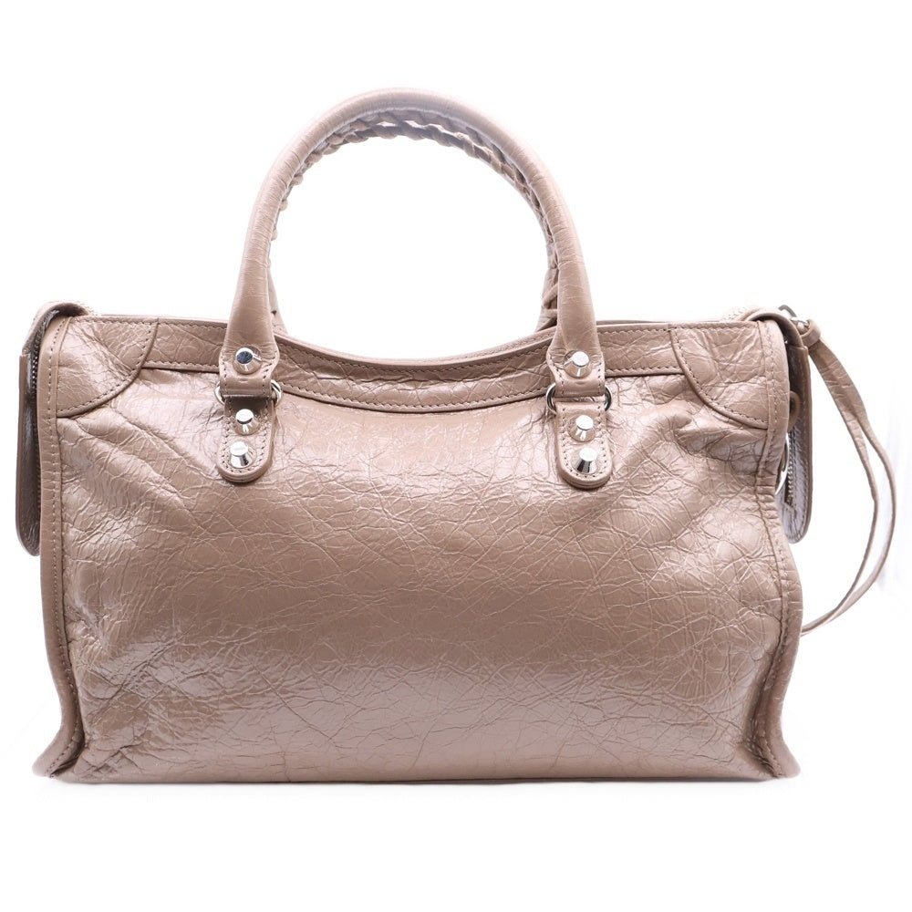 BALENCIAGA(バレンシアガ) ル シティ ハンドバッグ ベージュ シルバー金具 PVC×レザー 431621