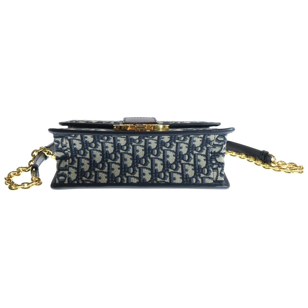 Christian Dior(クリスチャンディオール) オブリーク モンテーニュ30 チェーン ショルダーバッグ ネイビー ジャガード キャンバス×レザー