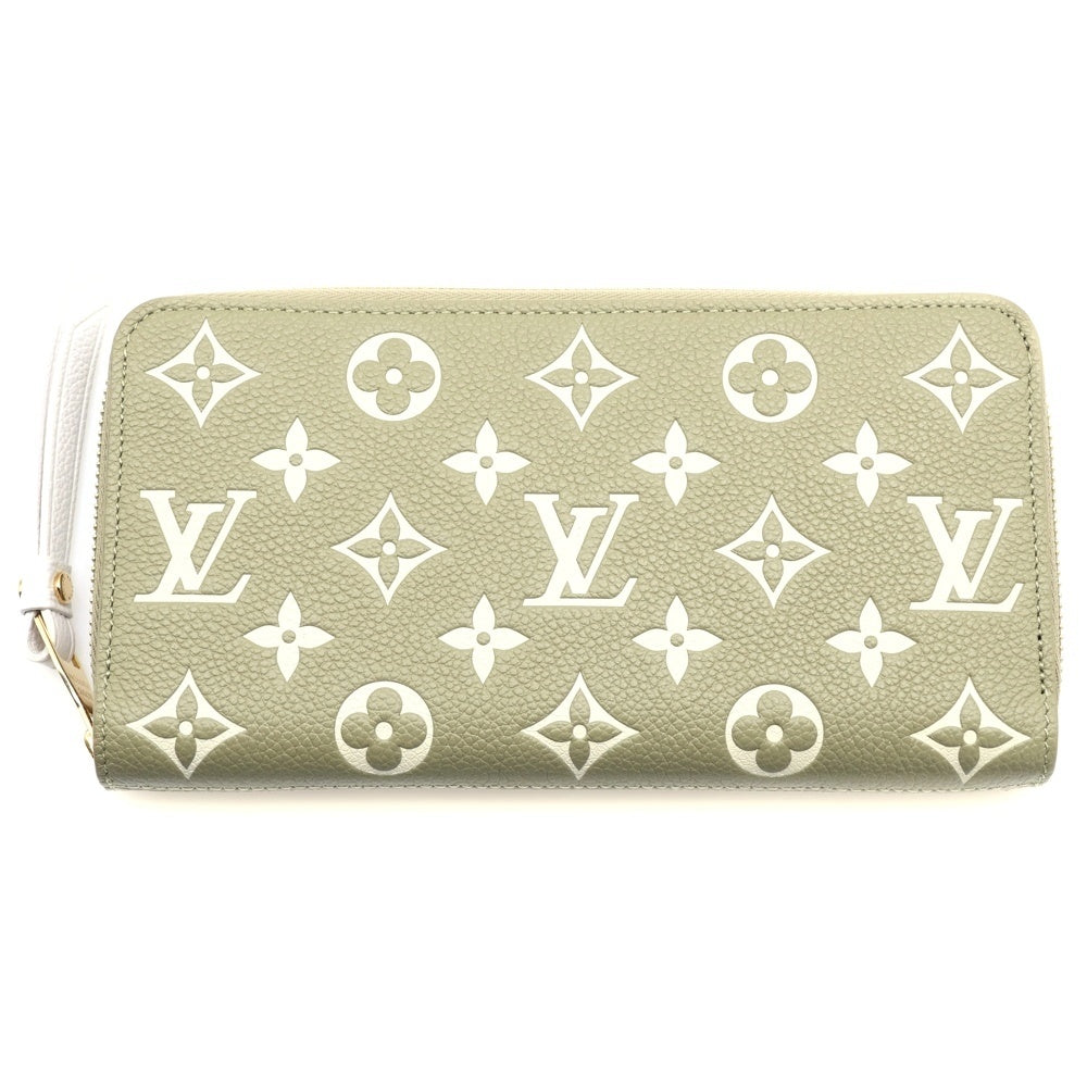 LOUIS VUITTON(ルイヴィトン) モノグラムアンプラント ジッピーウォレット ロングウォレット カードケース 長財布 カーキ×アイボリー ゴールド金具 レザー M81280