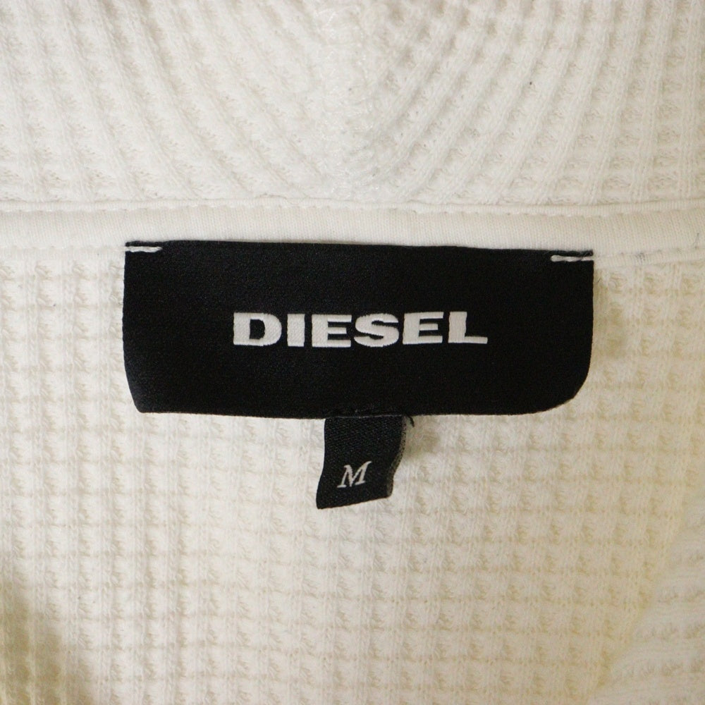 DIESEL(ディーゼル) サーマル ワッフル生地 ジップアップ バーカー フーディー ホワイト
