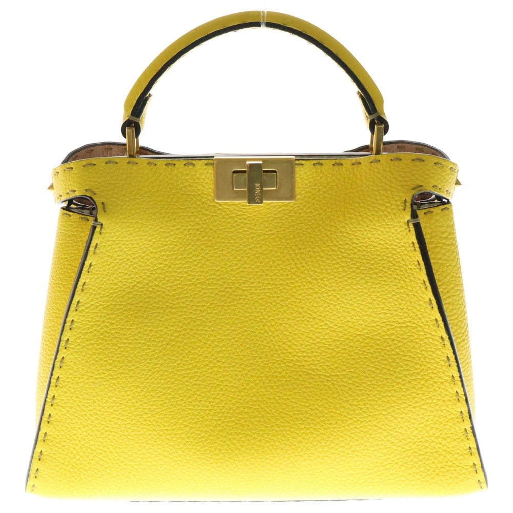 FENDI(フェンディ) セレリア ピーカブー アイコニック エッセンシャリー 2WAYレザーハンドバッグ ショルダーバッグ イエロー 8BN302