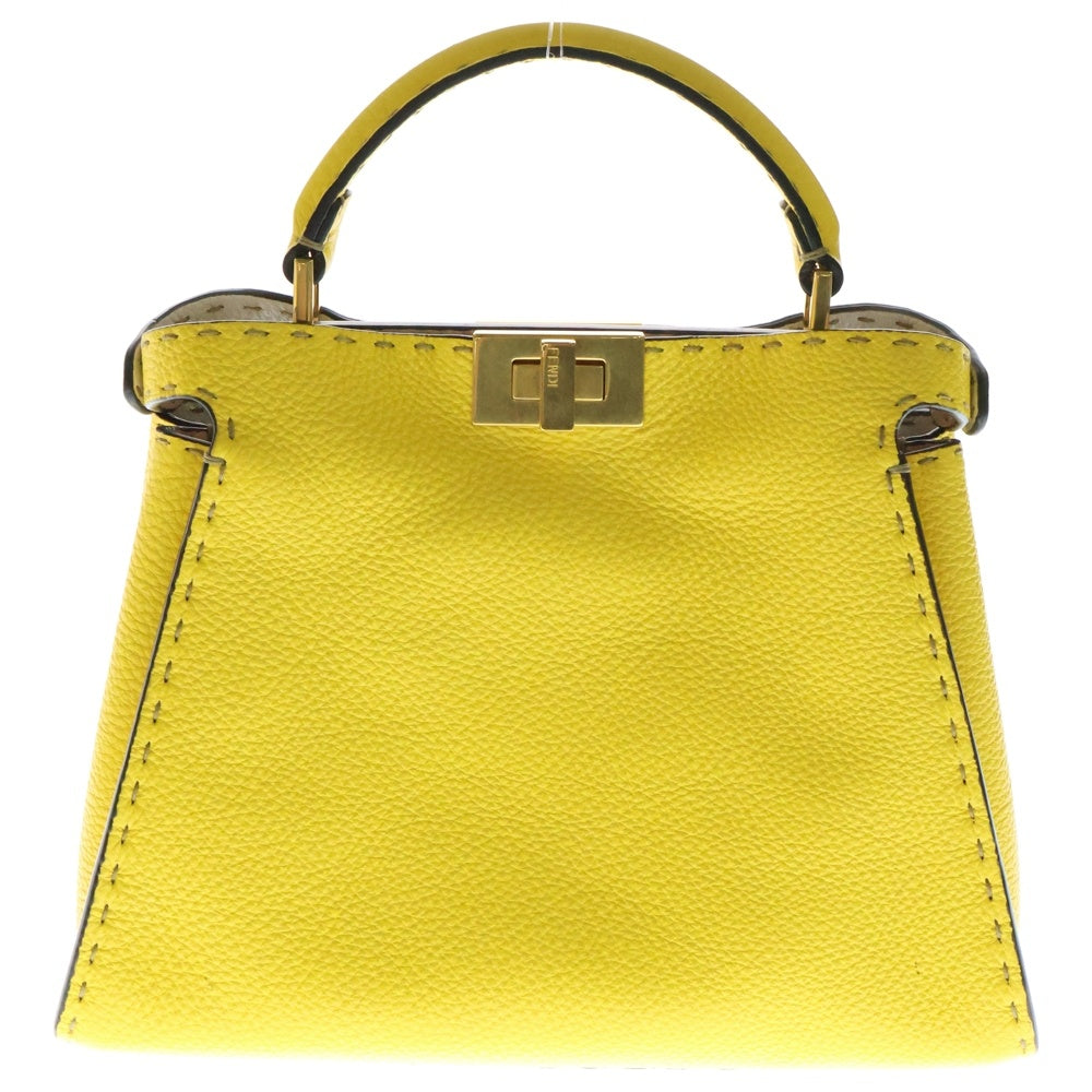 FENDI(フェンディ) セレリア ピーカブー アイコニック エッセンシャリー 2WAYレザーハンドバッグ ショルダーバッグ イエロー 8BN302