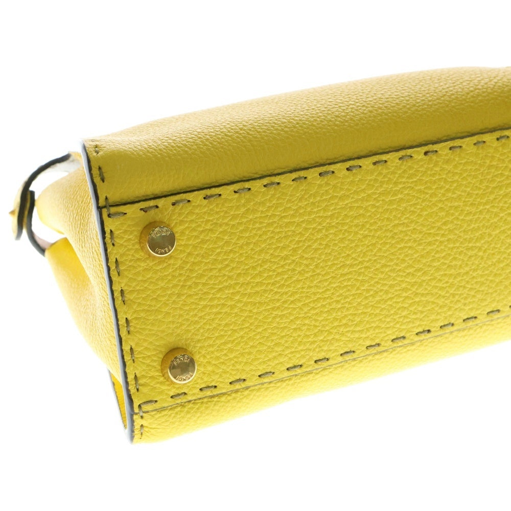 FENDI(フェンディ) セレリア ピーカブー アイコニック エッセンシャリー 2WAYレザーハンドバッグ ショルダーバッグ イエロー 8BN302