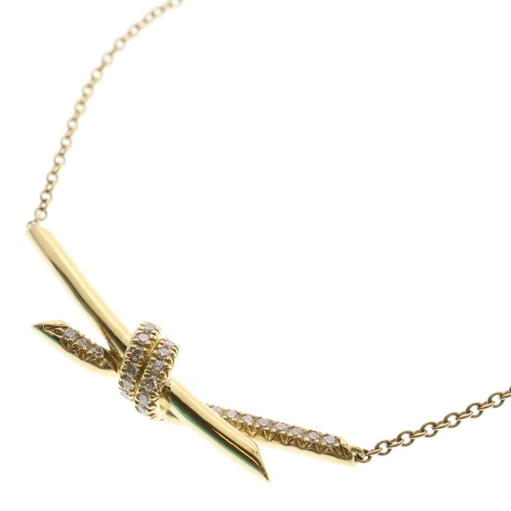 TIFFANY&Co(ティファニー) ノットダイヤ K18YG チェーンネックレス ペンダント ゴールド レディース