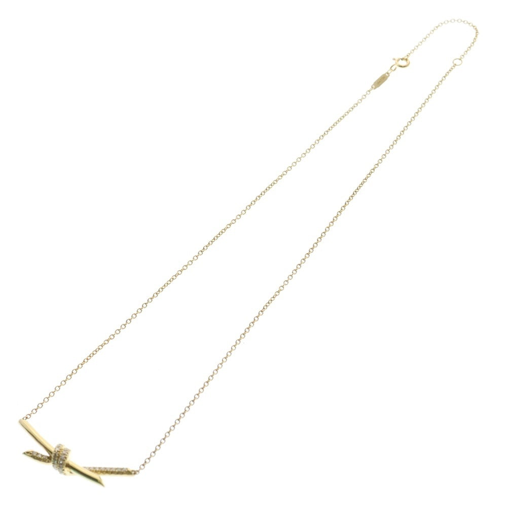 TIFFANY&Co(ティファニー) ノットダイヤ K18YG チェーンネックレス ペンダント ゴールド レディース