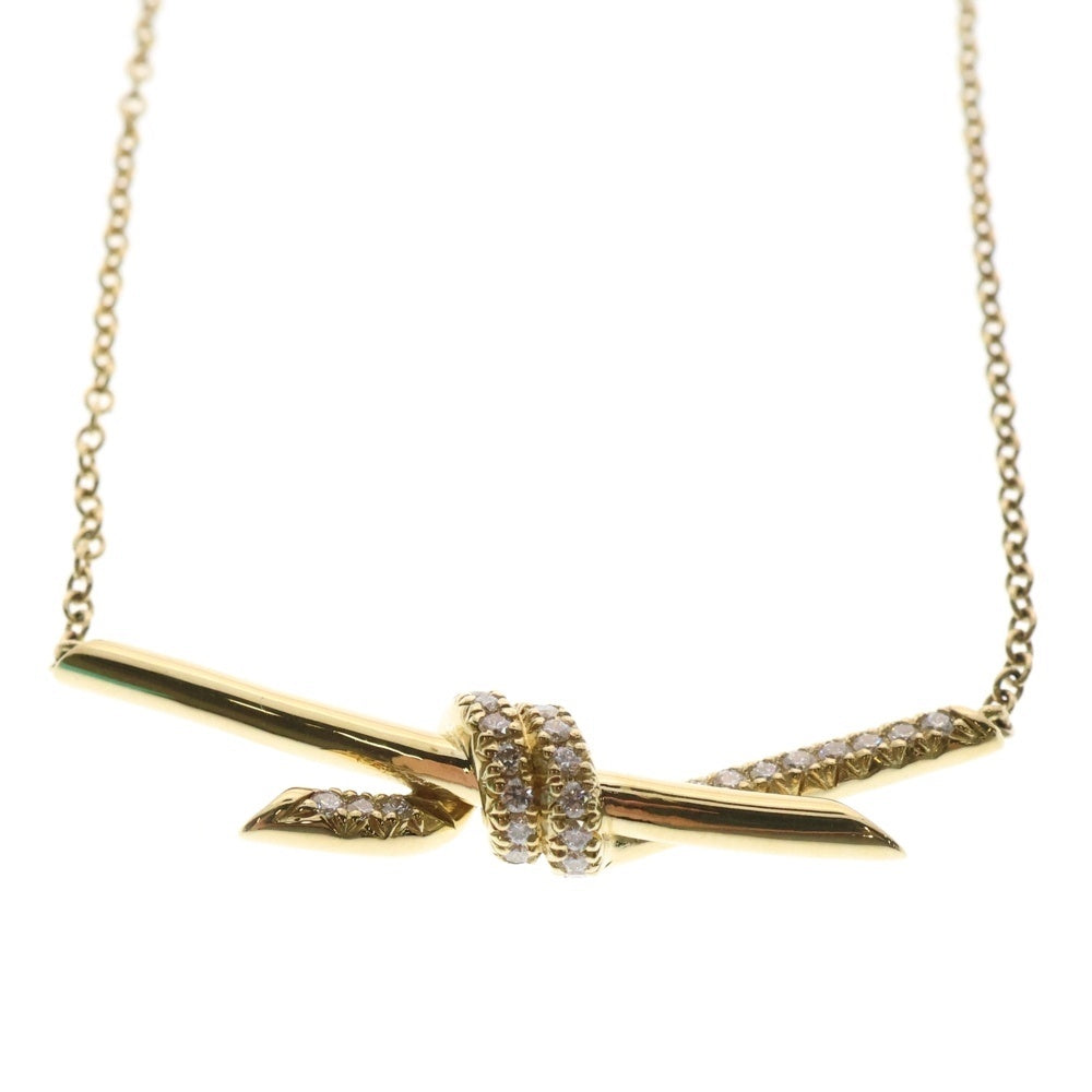 TIFFANY&Co(ティファニー) ノットダイヤ K18YG チェーンネックレス ペンダント ゴールド レディース