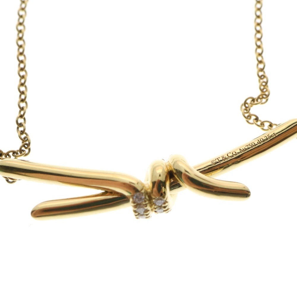 TIFFANY&Co(ティファニー) ノットダイヤ K18YG チェーンネックレス ペンダント ゴールド レディース
