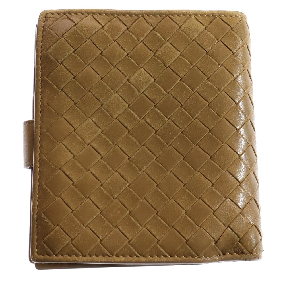 BOTTEGA VENETA(ボッテガヴェネタ) イントレチャート 二つ折り財布 コンパクトウォレット コインケース ブラウン キャメル レザー