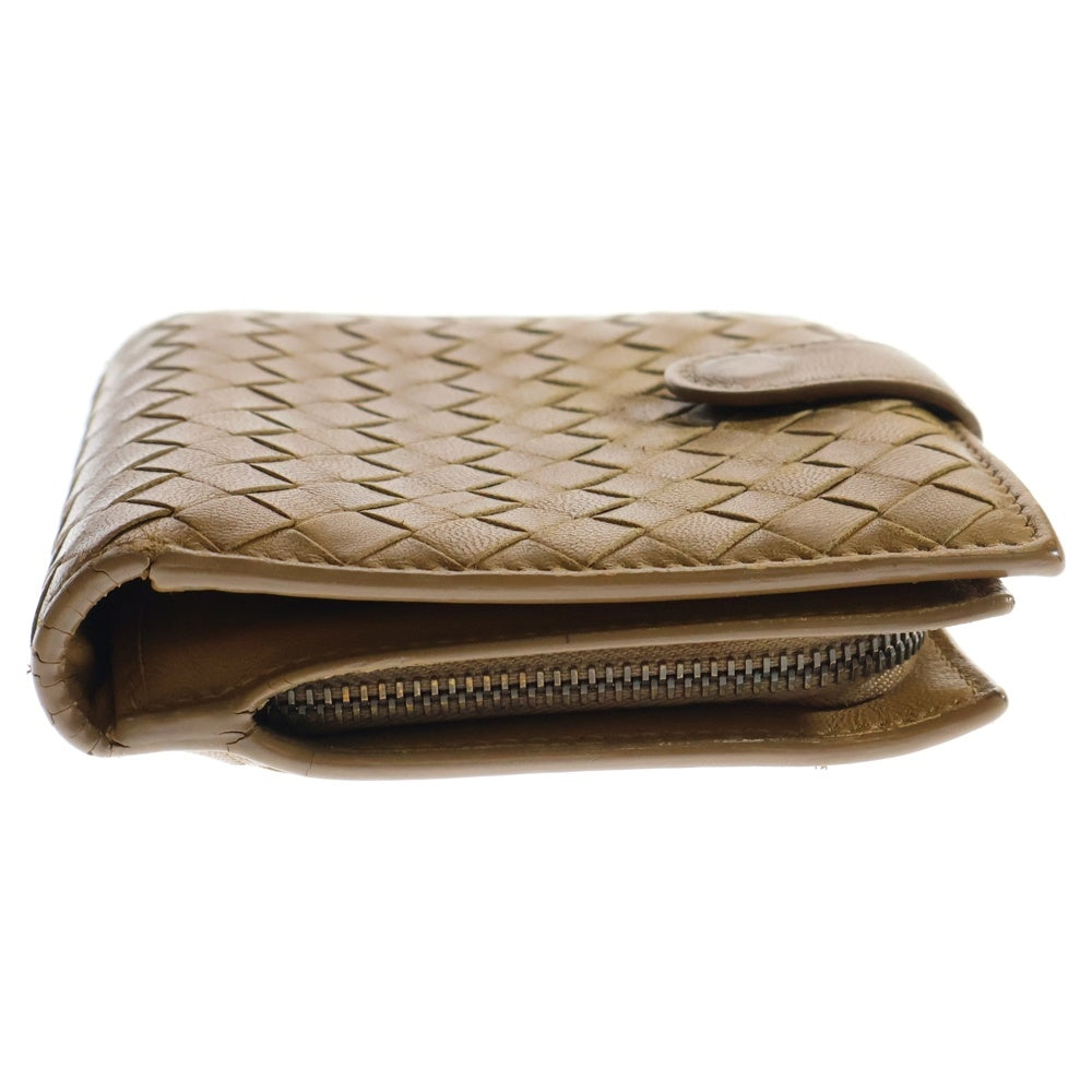 BOTTEGA VENETA(ボッテガヴェネタ) イントレチャート 二つ折り財布 コンパクトウォレット コインケース ブラウン キャメル レザー