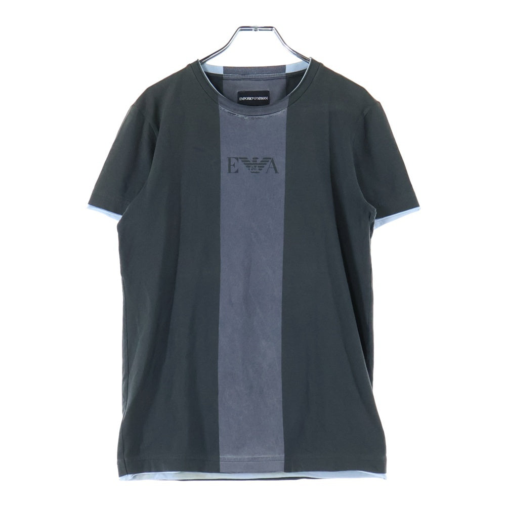 EMPORIO ARMANI(エンポリオアルマーニ) EAロゴプリント レイヤードデザイン クルーネック 半袖Tシャツ カットソー グレー