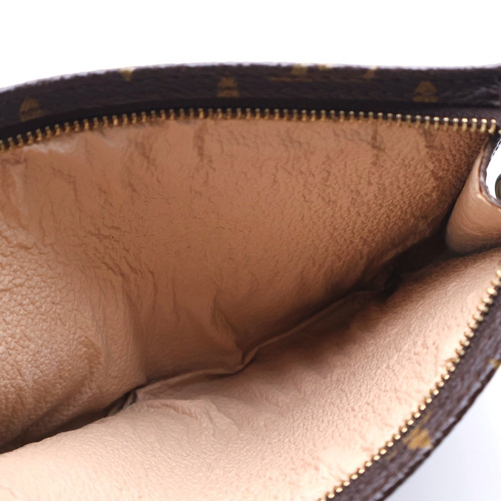 LOUIS VUITTON(ルイヴィトン) モノグラム プチバケット ポーチ ブラウン ゴールド金具 レザー×PVC M42238