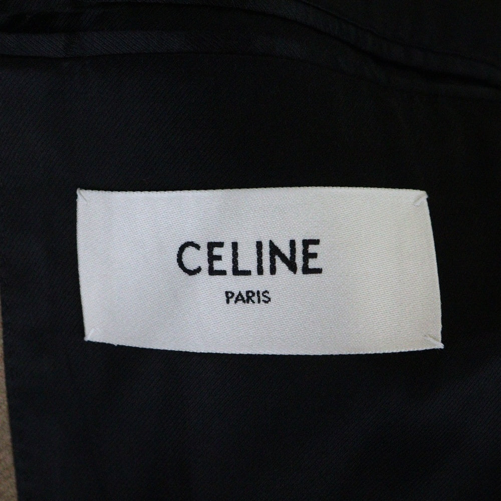 CELINE(セリーヌ) キャメルウール ダブルブレスト ピークドラペル チェスター ロング コート ブラウン 2M305084D