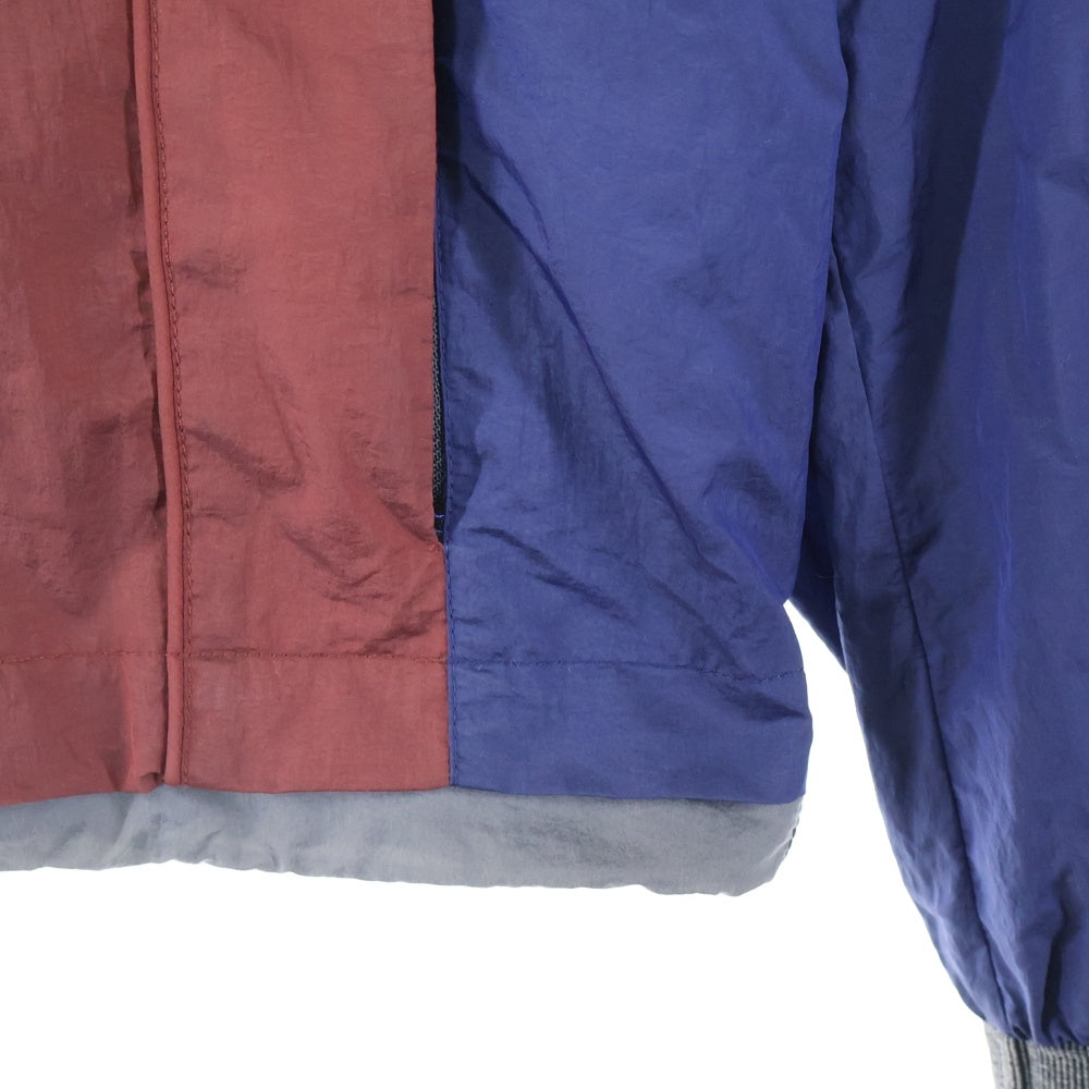 Ermenegildo Zegna(エルメネジルドゼニア) ラバー ワッペンロゴ ウールライニング フーデッド ジップアップ ナイロンジャケット ウィンドブレーカー グレー/レッド 7VU006 ZZT090