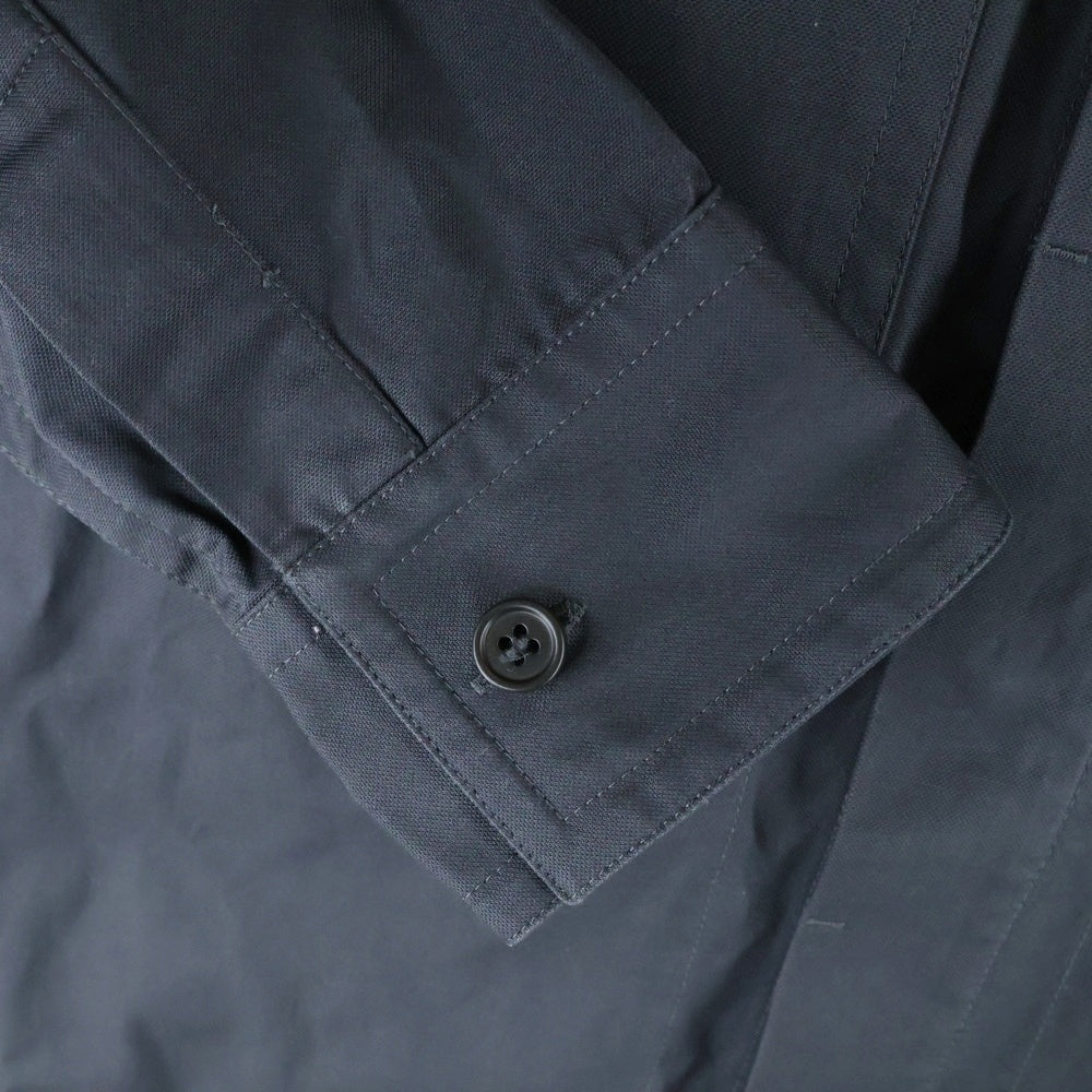 BOTTEGA VENETA(ボッテガヴェネタ) PRE SPRING 2020 Panelled Cotton Overshirt パネールド コットン オーバー長袖シャツ グレー×ネイビー 611353 VKJ40