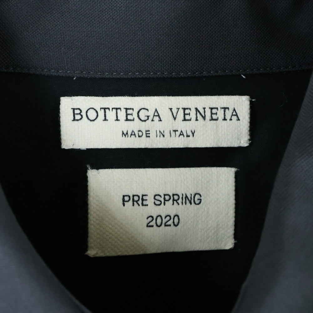 BOTTEGA VENETA(ボッテガヴェネタ) PRE SPRING 2020 Panelled Cotton Overshirt パネールド コットン オーバー長袖シャツ グレー×ネイビー 611353 VKJ40