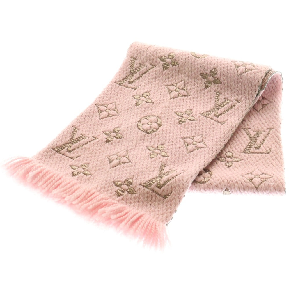 LOUIS VUITTON(ルイヴィトン) エシャルプ ロゴマニア シャイン モノグラム シルク混 ウール フリンジマフラー ピンク M70466