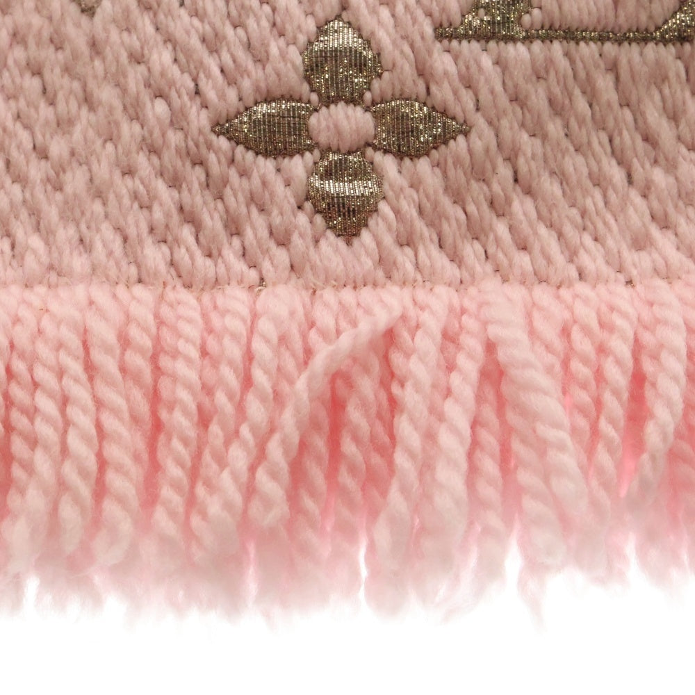 LOUIS VUITTON(ルイヴィトン) エシャルプ ロゴマニア シャイン モノグラム シルク混 ウール フリンジマフラー ピンク M70466