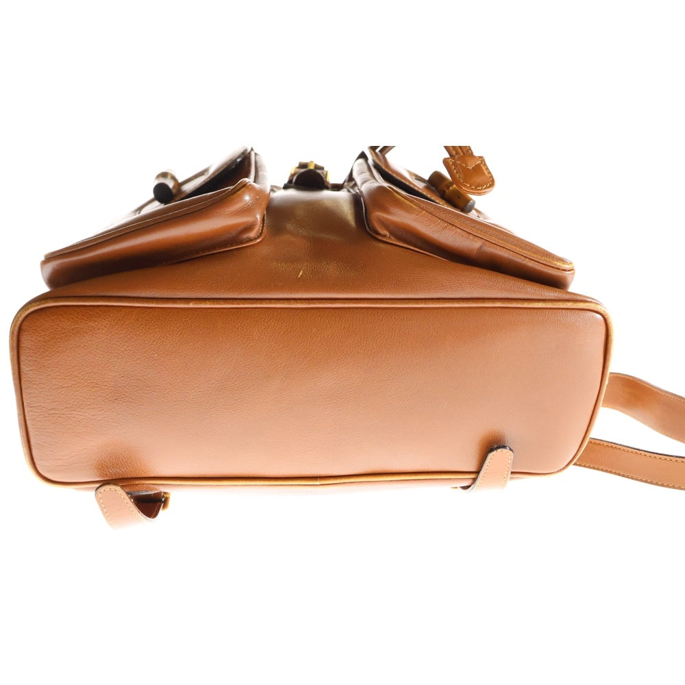 グッチ GUCCI バックパック リュック ブラウン レザー バンブー 中古・古着通販】GUCCI (グッチ) バンブーリュック ブラウン｜ブランド