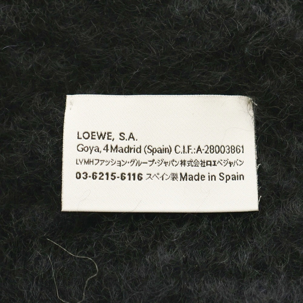 LOEWE(ロエベ) レザーパッチ アナグラム モヘア マフラー ブラック