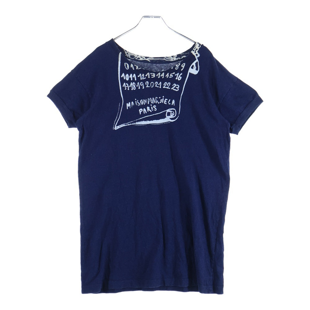 Maison Margiela 1 10(メゾンマルジェラ 1 10) 21SS カレンダープリント クルーネック 半袖Tシャツ カットソー ネイビー/インディゴ S50GC0648